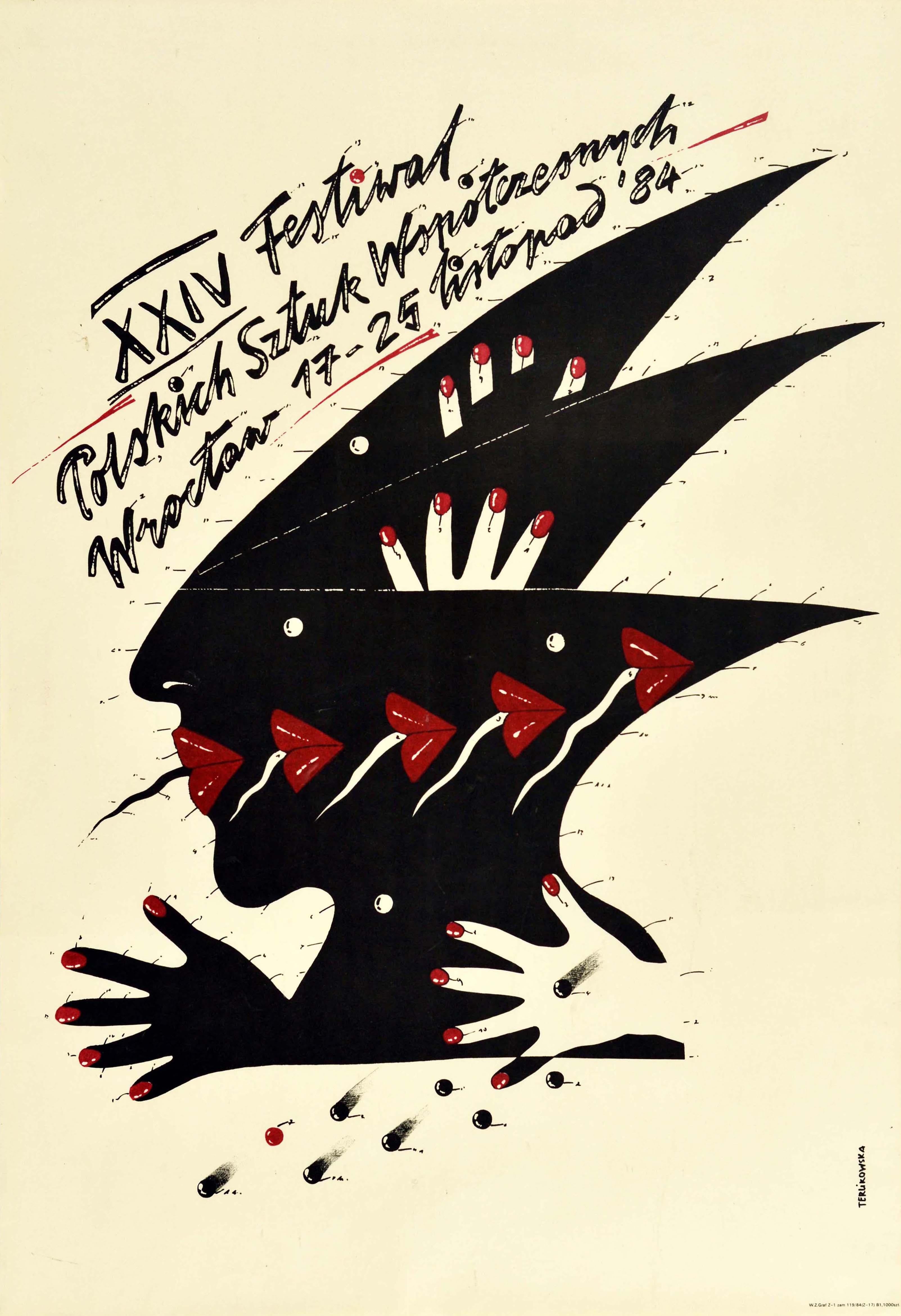 Elzbieta Terlikowska Print - Original Vintage Poster Contemporary Art Festival Wroclaw Surreal Polish Design