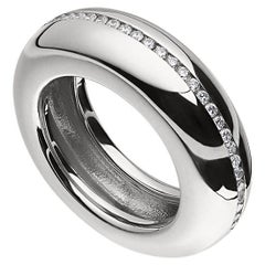 E.M. Diamond Channel Ring in 18K White Gold