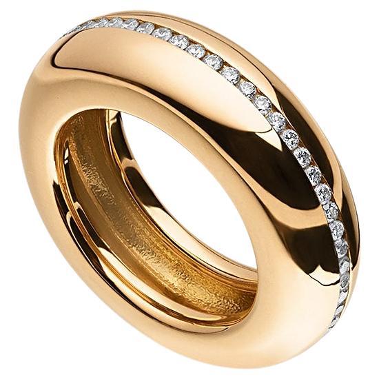 For Sale:  E.M. Diamond Channel Ring in 18K Yellow Gold