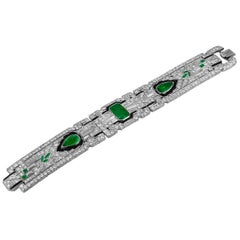 E.M Gattle & Co. Emerald, Diamond and Onyx Bracelet