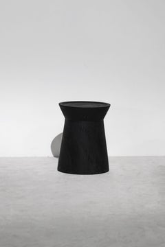 EM side table, Rough Black Monkey Pod finishing