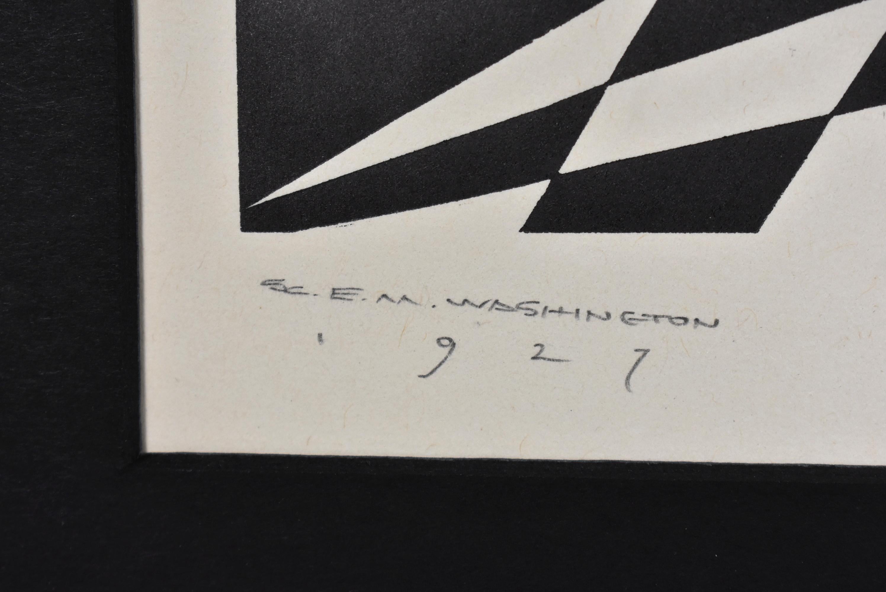 Wood block print circa 1927 by E. M. Washington. Signed and dated in pencil. Very good condition. Image dimension is 8.82