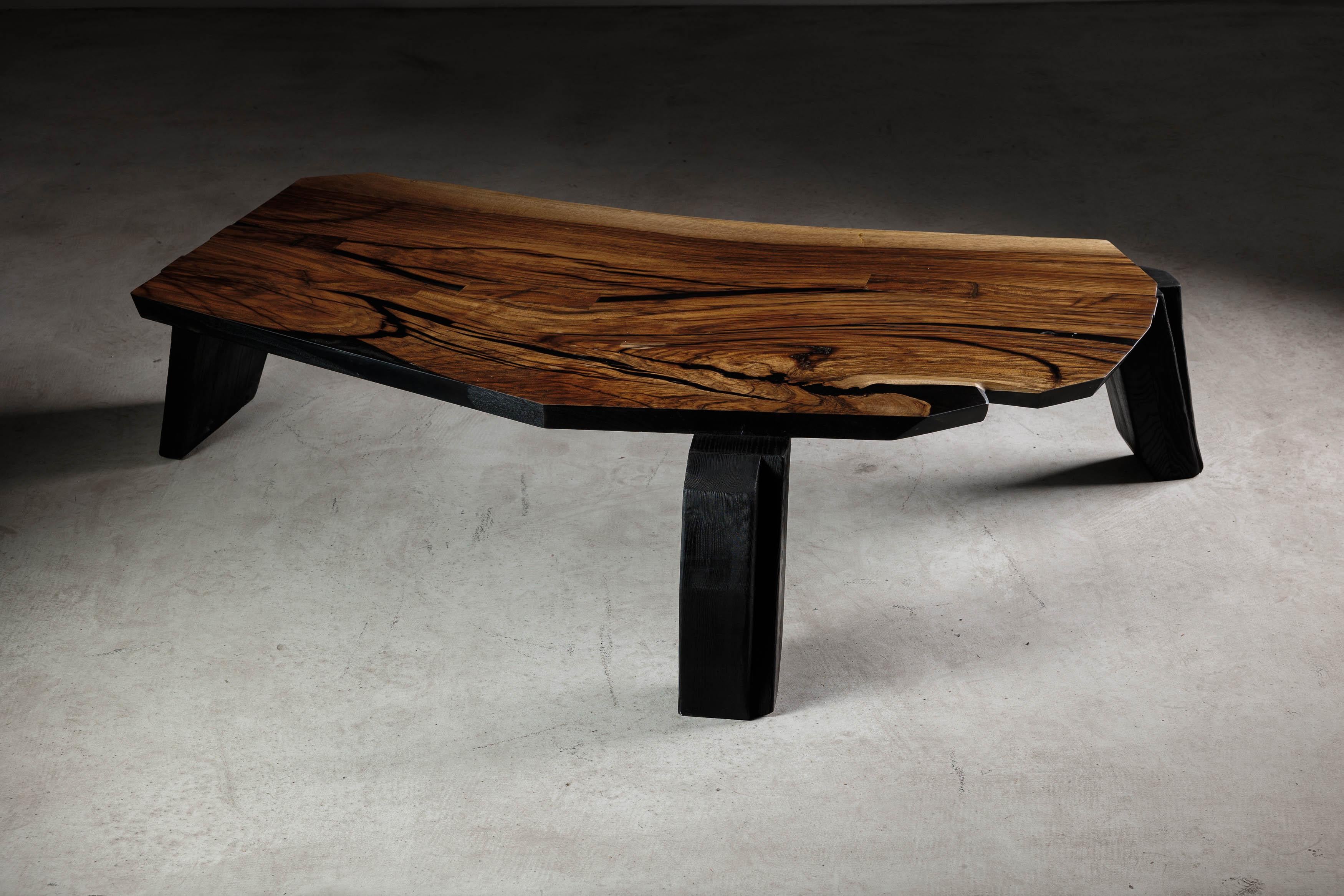 EM102 coffee table by Eero Moss
One of a kind
Dimensions; W 136 x D 74 x H 35 cm
Materials: Walnut, charred ash, India ink.
Finish: Natural oils.

18 Brut Collection

The latest collection by the artist is a tribute to the Brutalist