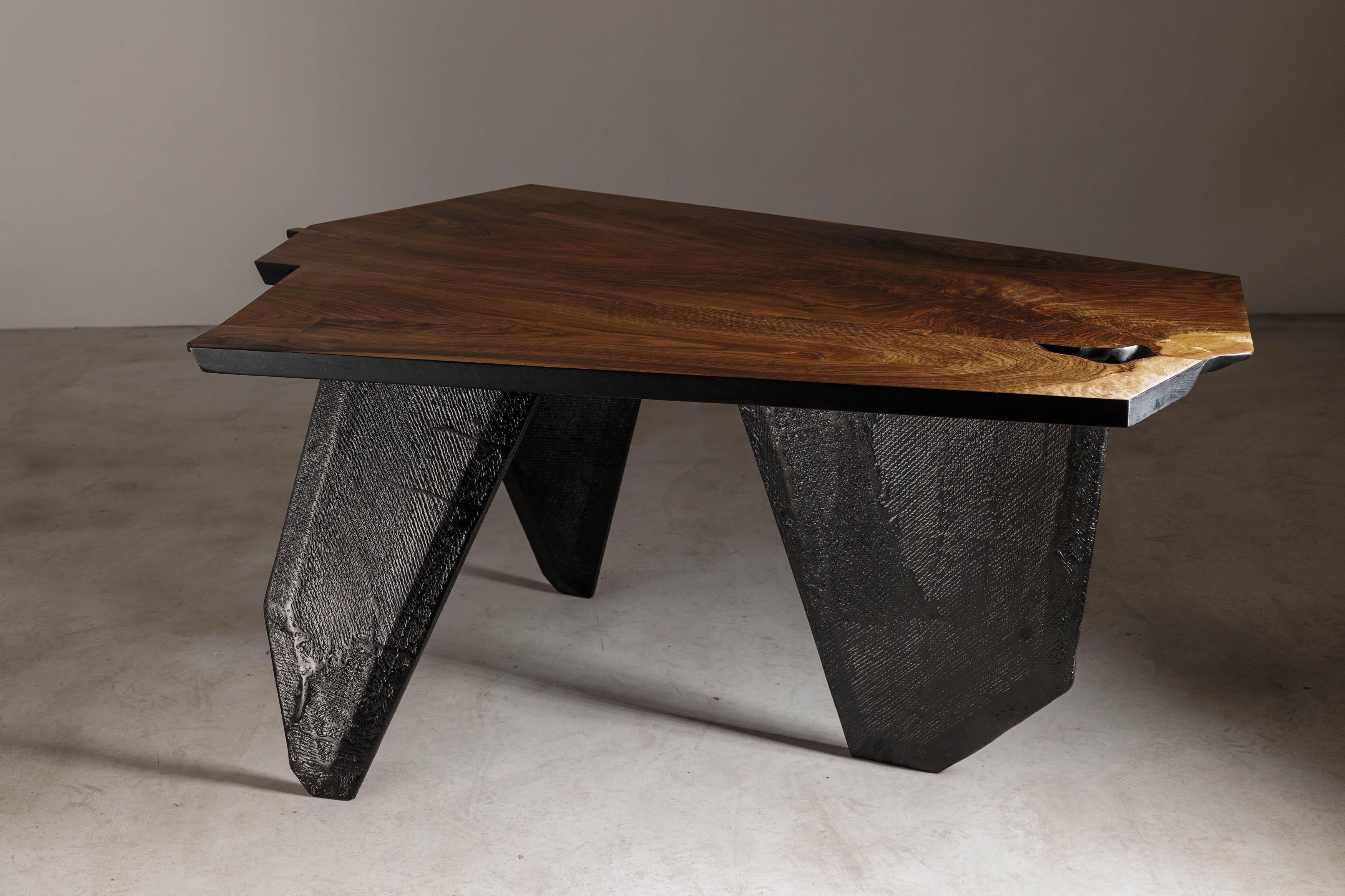 EM206 dining table by Eero Moss
One of a kind
Dimensions; W 170 x D 122 x H 77 cm
Materials: Walnut, ash, fiberglass, acrylic resin, India ink.
Finish: Natural oils.

18 Brut Collection

The latest collection by the artist is a tribute to