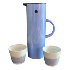Vintage EM77 Vacuum jug by Erik Magnussen for Stelton  Set in powder blue Danish design