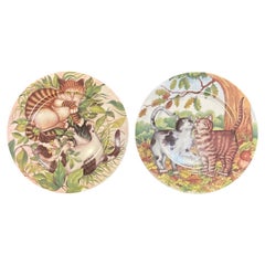 Email De Limoges Plate St Martin Cat Kitty Dessert Plates