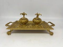 Tintero Proclamación de la Emancipación - Latón muy cincelado del siglo XIX