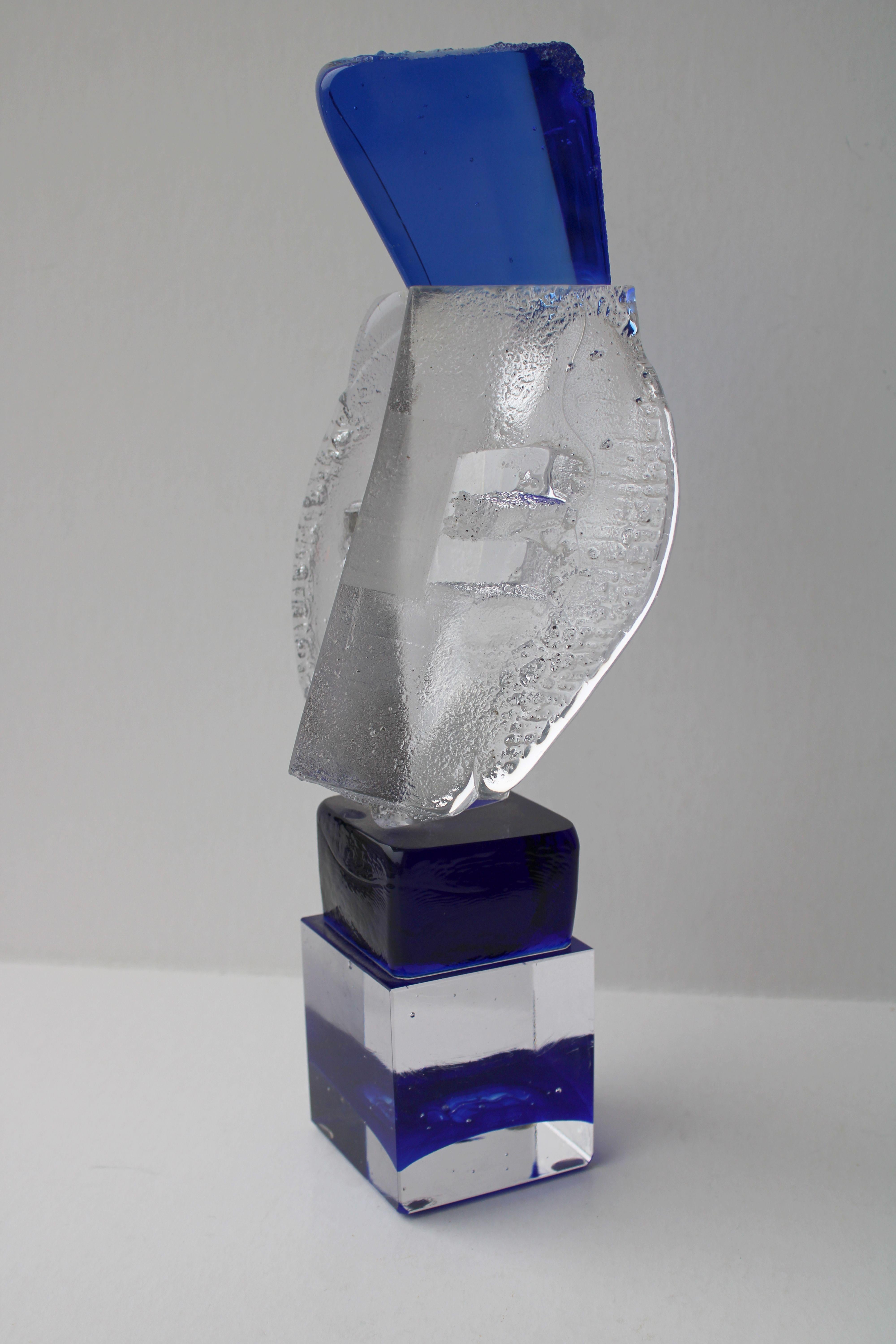 Emane Inita Figurative Sculpture - Blue. Glass, 34, 5x15x8 cm