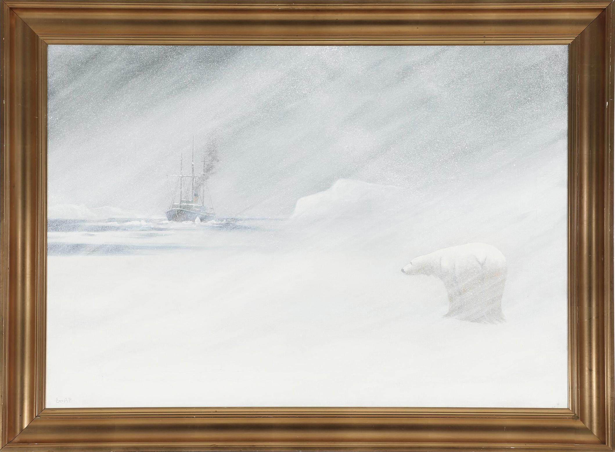 Polar bear in a snowstorm in Greenland
