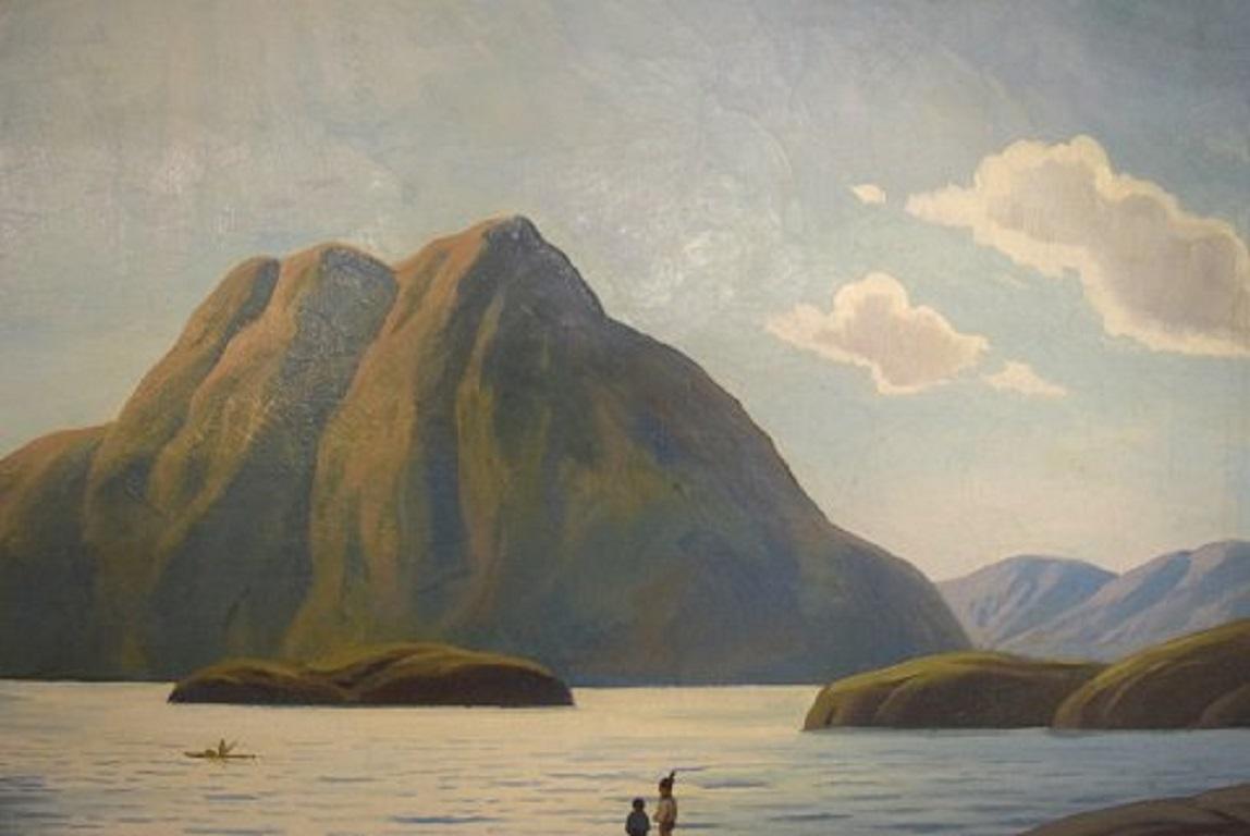 Mid-20th Century Emanuel A. Petersen Upernavik, Greenland, Oil on Canvas