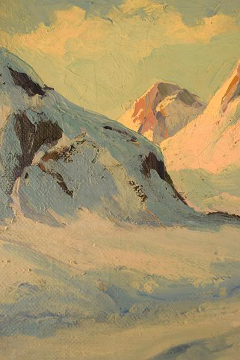 Danish Emanuel a. Petersen, Greenlandic Landscape. Oil on Canvas