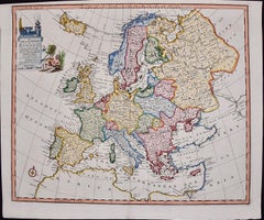 Europe: An Original 18th Century Hand-colored Map by E. Bowen