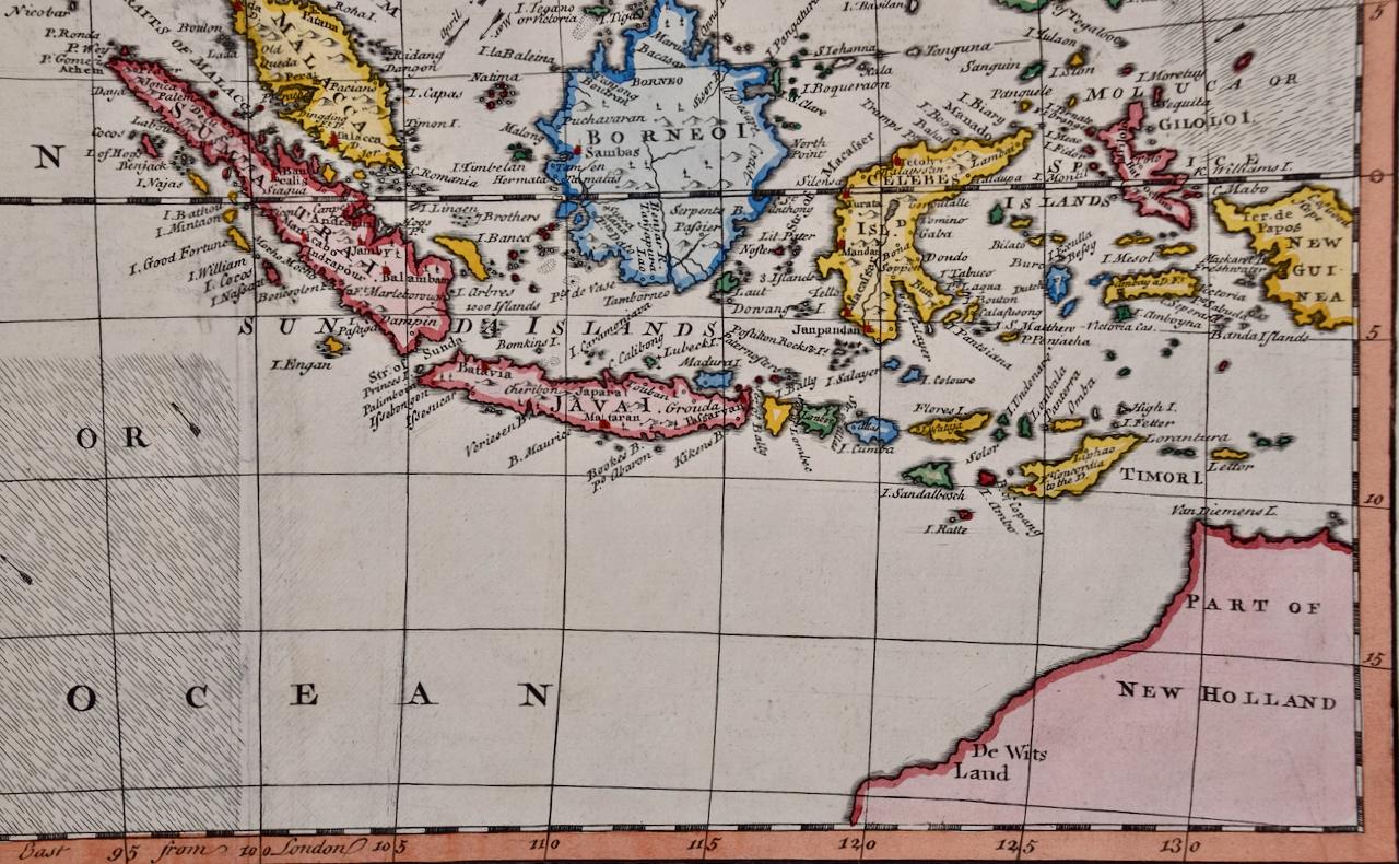 Map of the East Indies: Eine handkolorierte Karte aus dem 18. Jahrhundert von E. Bowen im Angebot 2