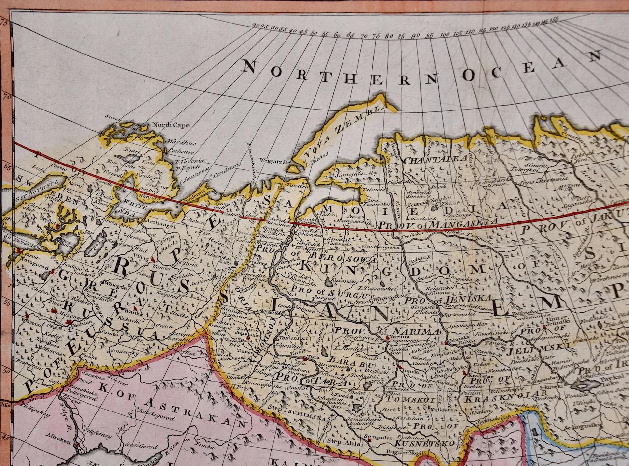 Il s'agit d'une carte originale du XVIIIe siècle, coloriée à la main, intitulée 