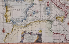 Mediterranean and Adriatic Seas: Original 18th Century Hand-colored Map by Bowen