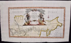 Antique Siberia as Explored by Behring: Original 18th Century Hand-colored Map by Bowen