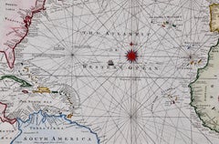 The Atlantic Ocean, Americas, Africa and Europe: Hand-colored 18th C. Bowen Map