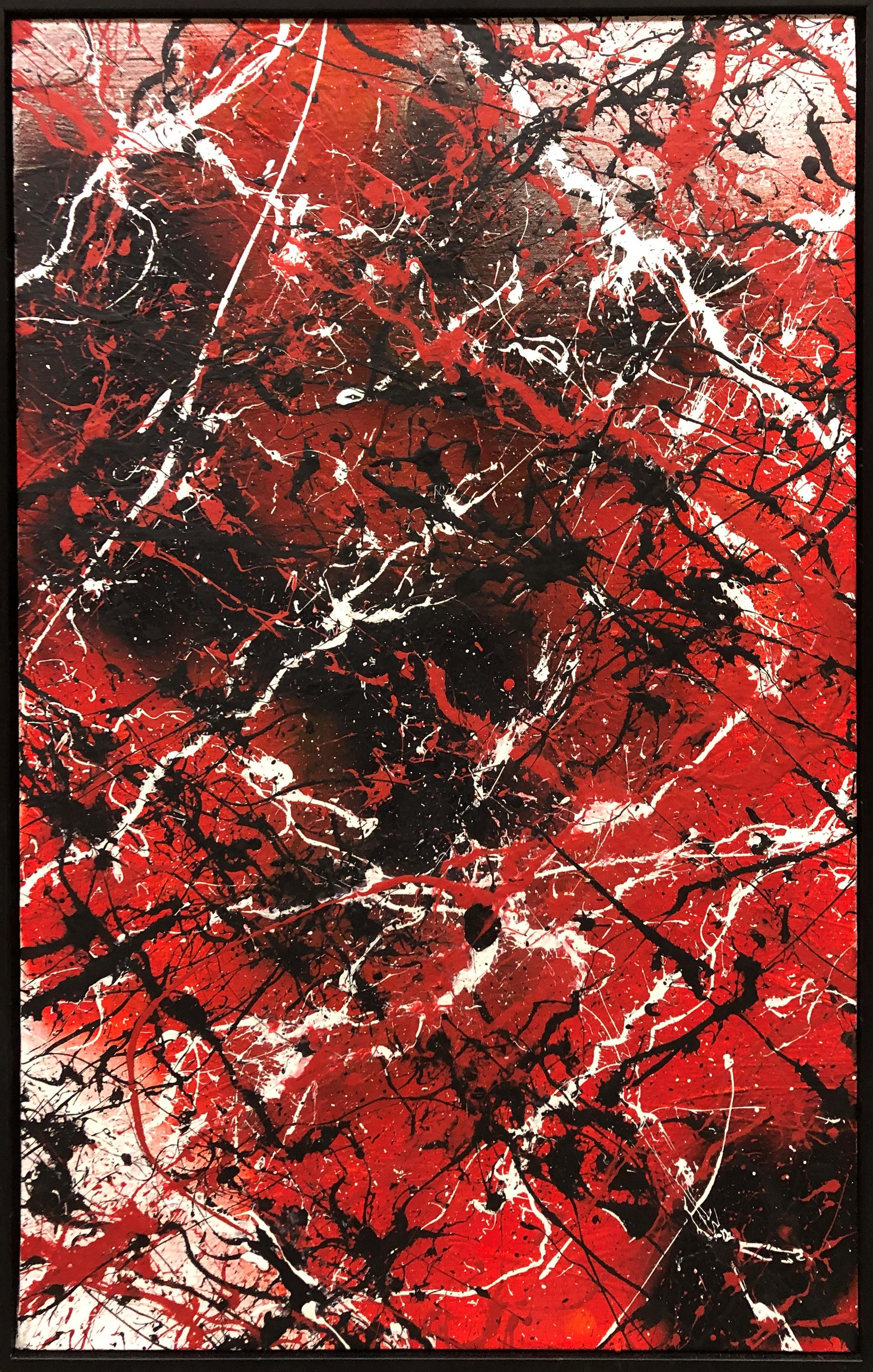 red and white paint splatter