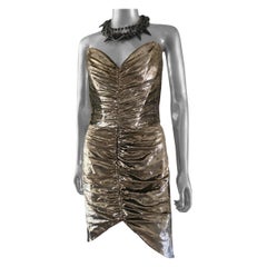 Emanuel Designer - Vestito a bustier con increspatura in oro metallizzato, Inghilterra - taglia 8