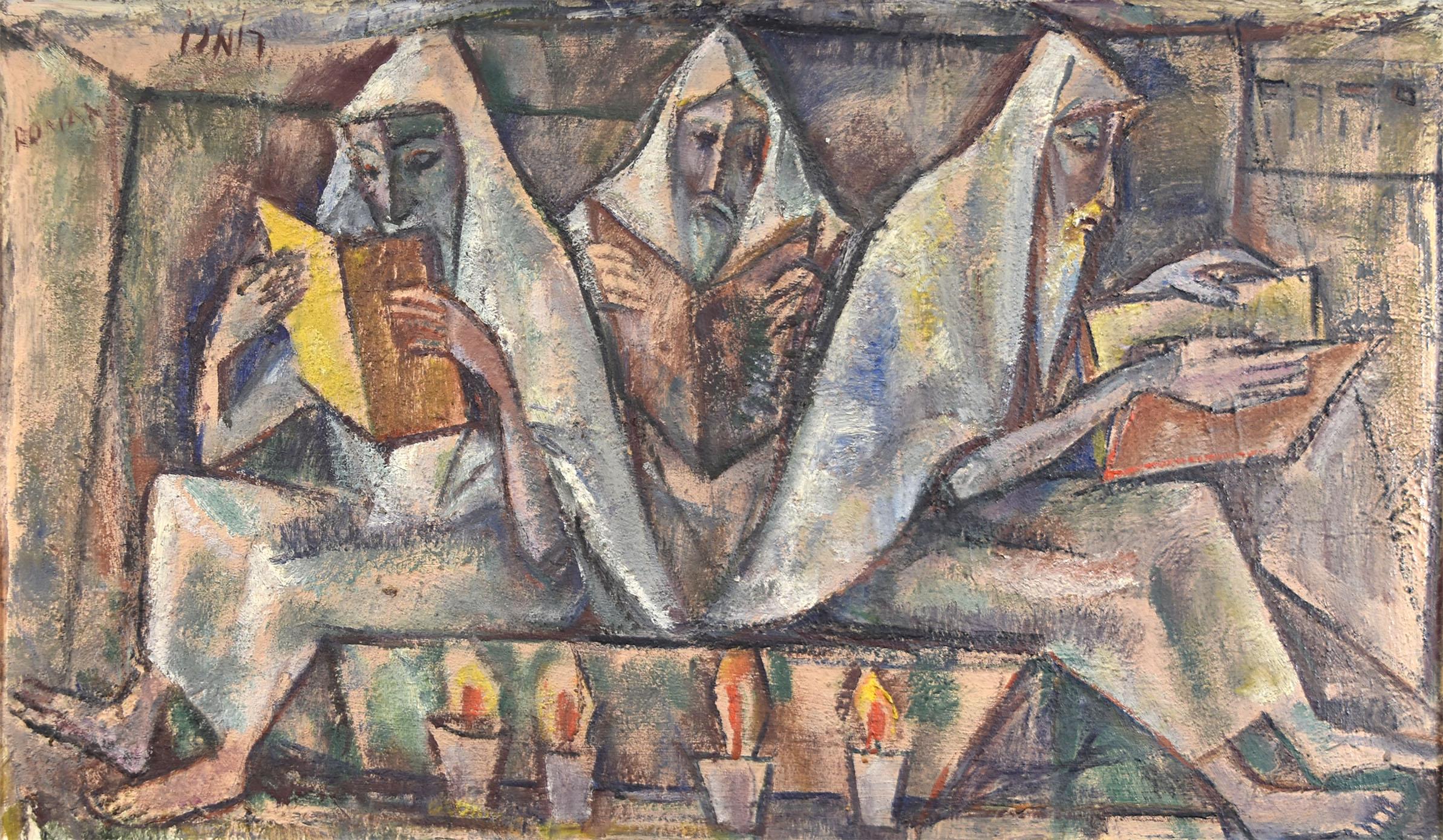 Emanuel Glicenstein Romano Figurative Painting - A Time of Prayer