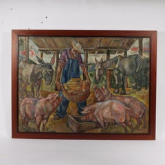 Farmer Feeding Animals