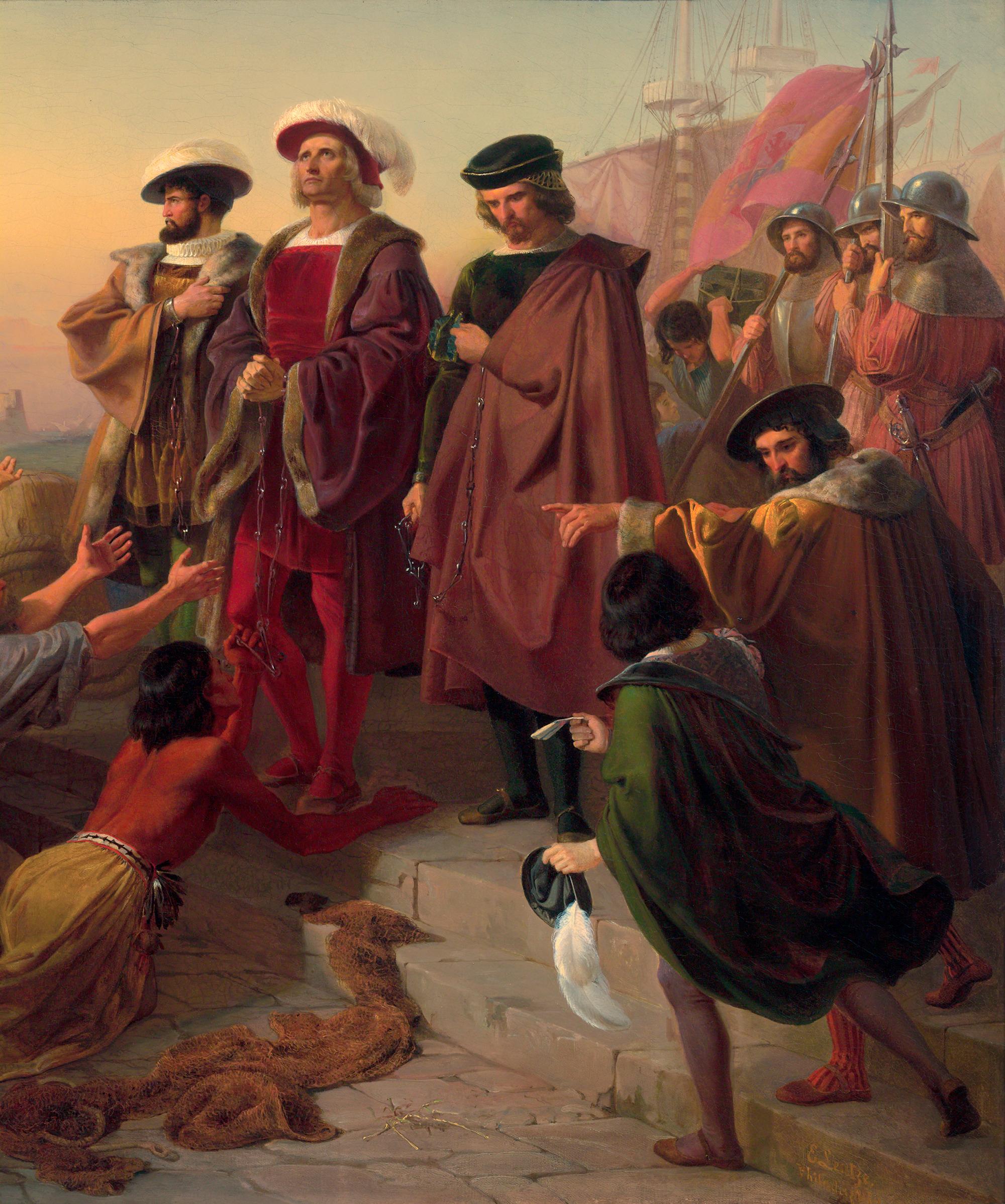 Rückkehr von Columbus in Ketten nach Cadiz von Emanuel Leutze im Angebot 3