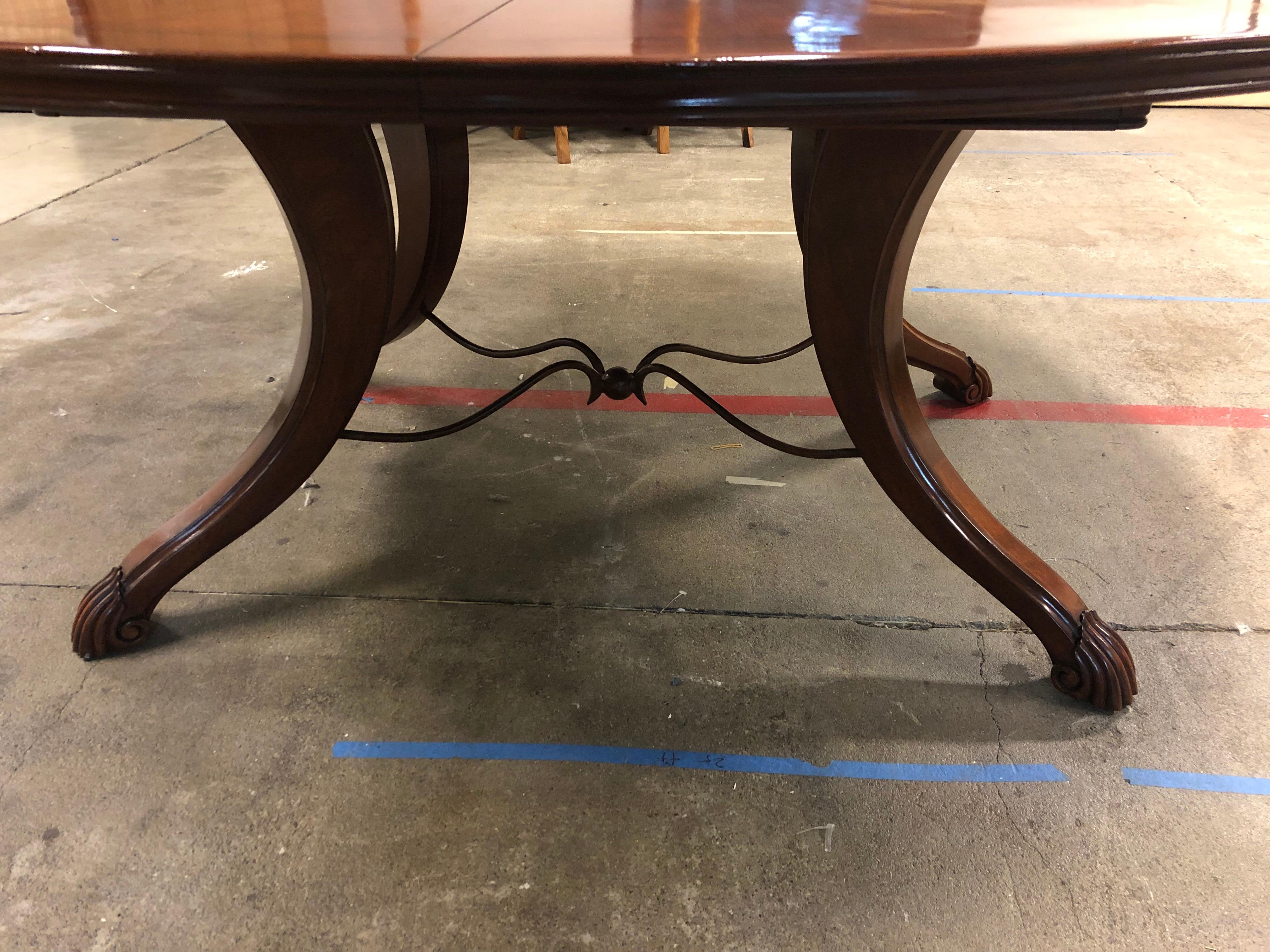 Emanuel Morez Galloway Dining Table and Two Extensions In Good Condition For Sale In San Francisco, CA