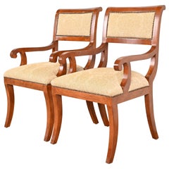 Emanuel Morez Regency Cherry Wood Chadwick Armchairs, Pair