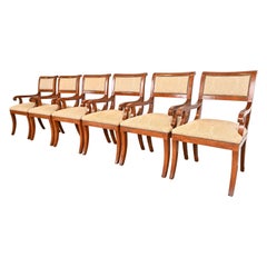 Emanuel Morez Regency Cherry Wood Chadwick Dining Armchairs, Set of Six
