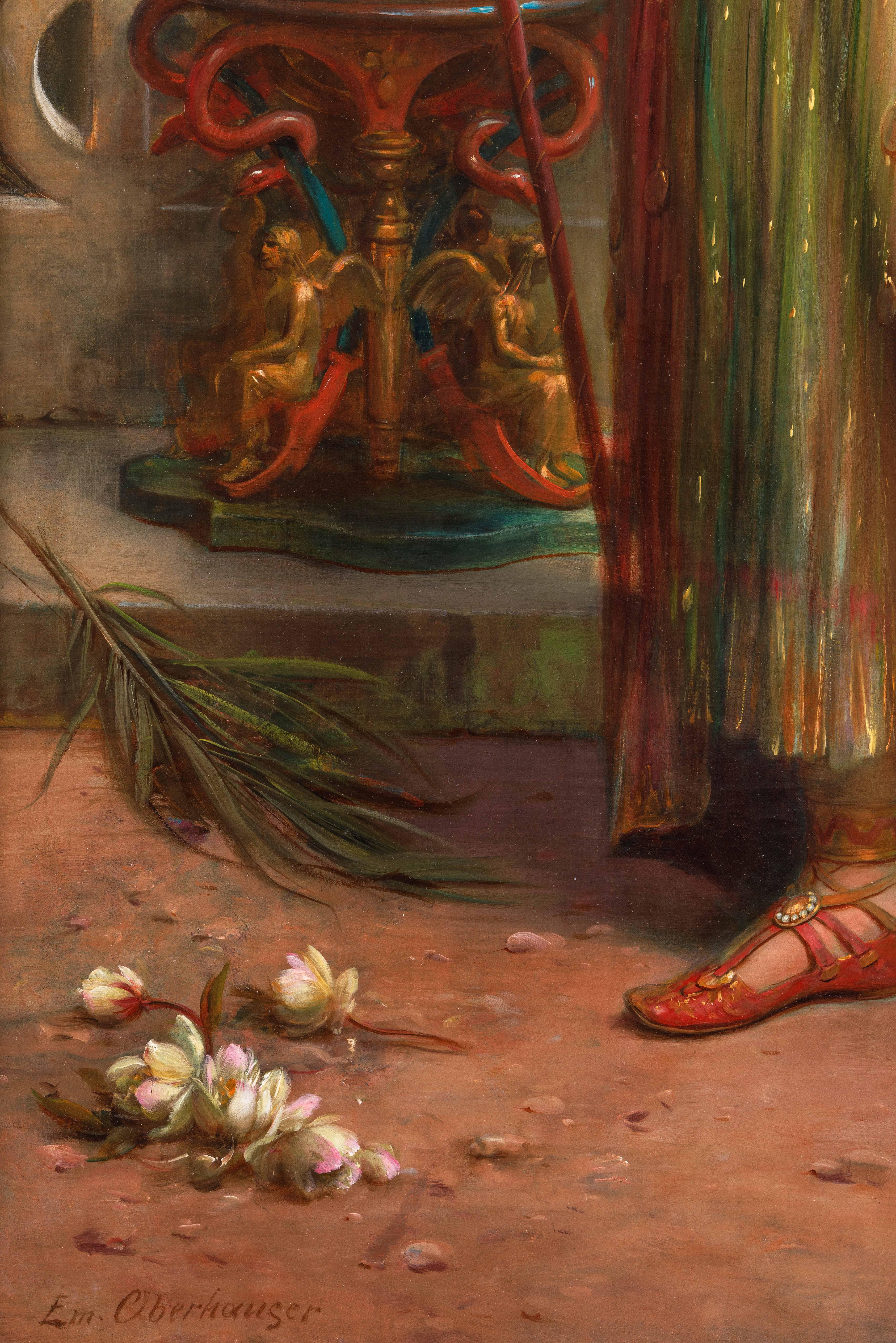 Emanuel Oberhauser, Porträt einer „orientalistischen Königin“, Öl auf Leinwand, in voller Länge im Angebot 1