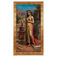 Emanuel Oberhauser, Full Length Portrait of an "Orientalist Queen" Oil on Canvas