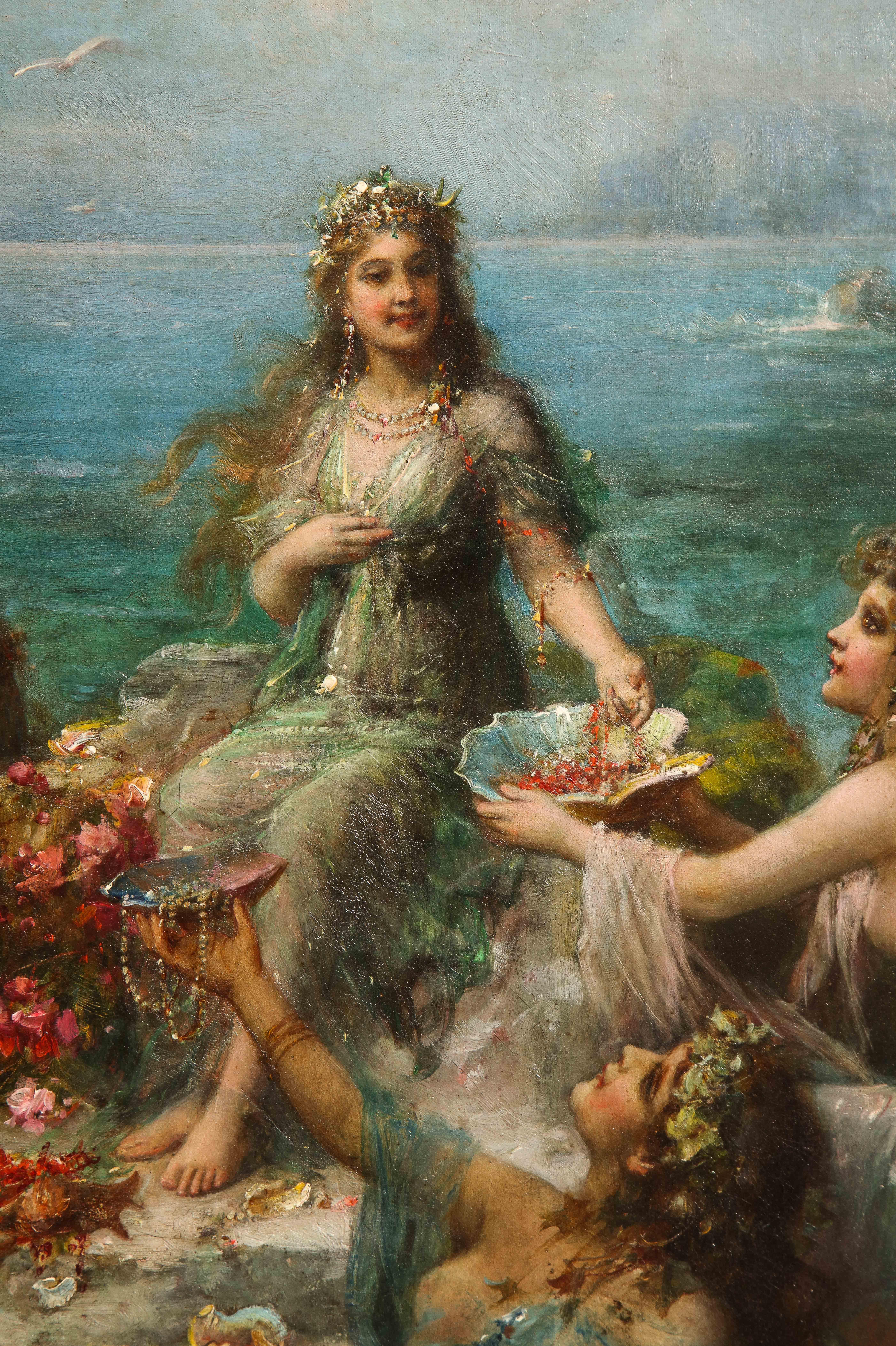 Emanuel Oberhauser Meerjungfrauen und Nymphen Ein außergewöhnliches Gemälde in Öl auf Leinwand im Angebot 12