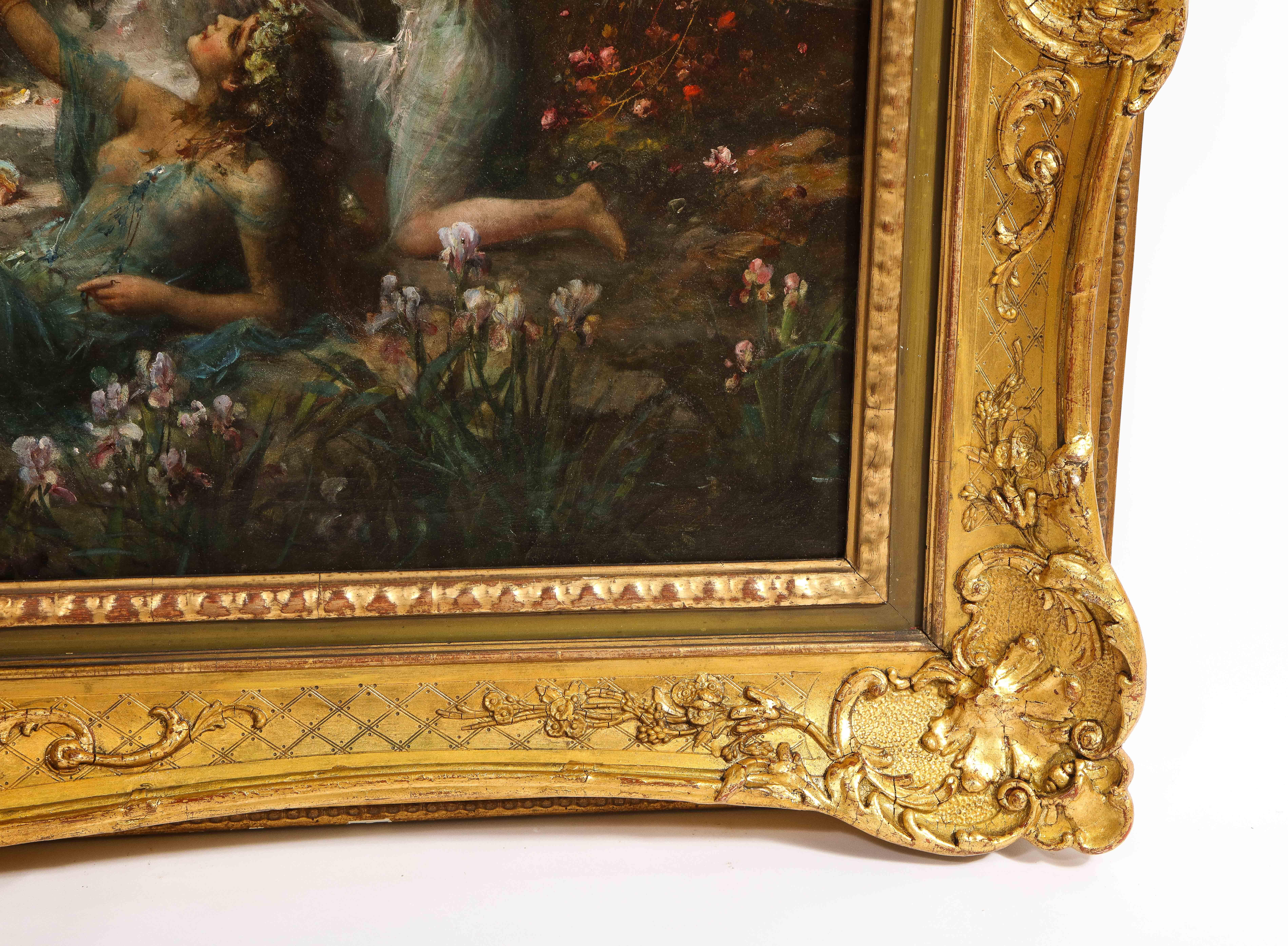 Mermaids and Nymphs d'Emanuel Oberhauser - Exceptionnelle peinture à l'huile sur toile en vente 6
