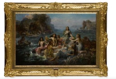 Emanuel Oberhauser “Mermaids and Nymphs” An Exceptional Oil on Canvas Painting