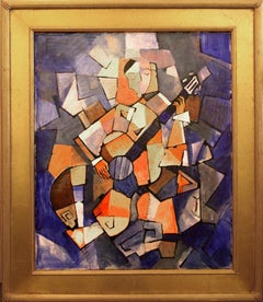 Cubist abstract painting of Man with Guitar