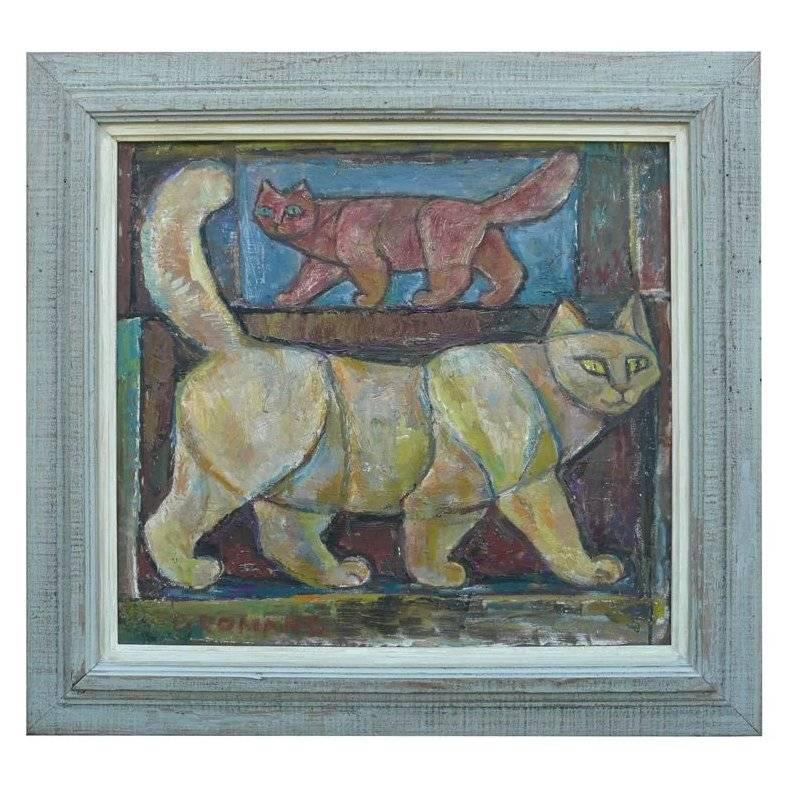 Emanuel Glicenstein Romano Animal Painting - Two Cats