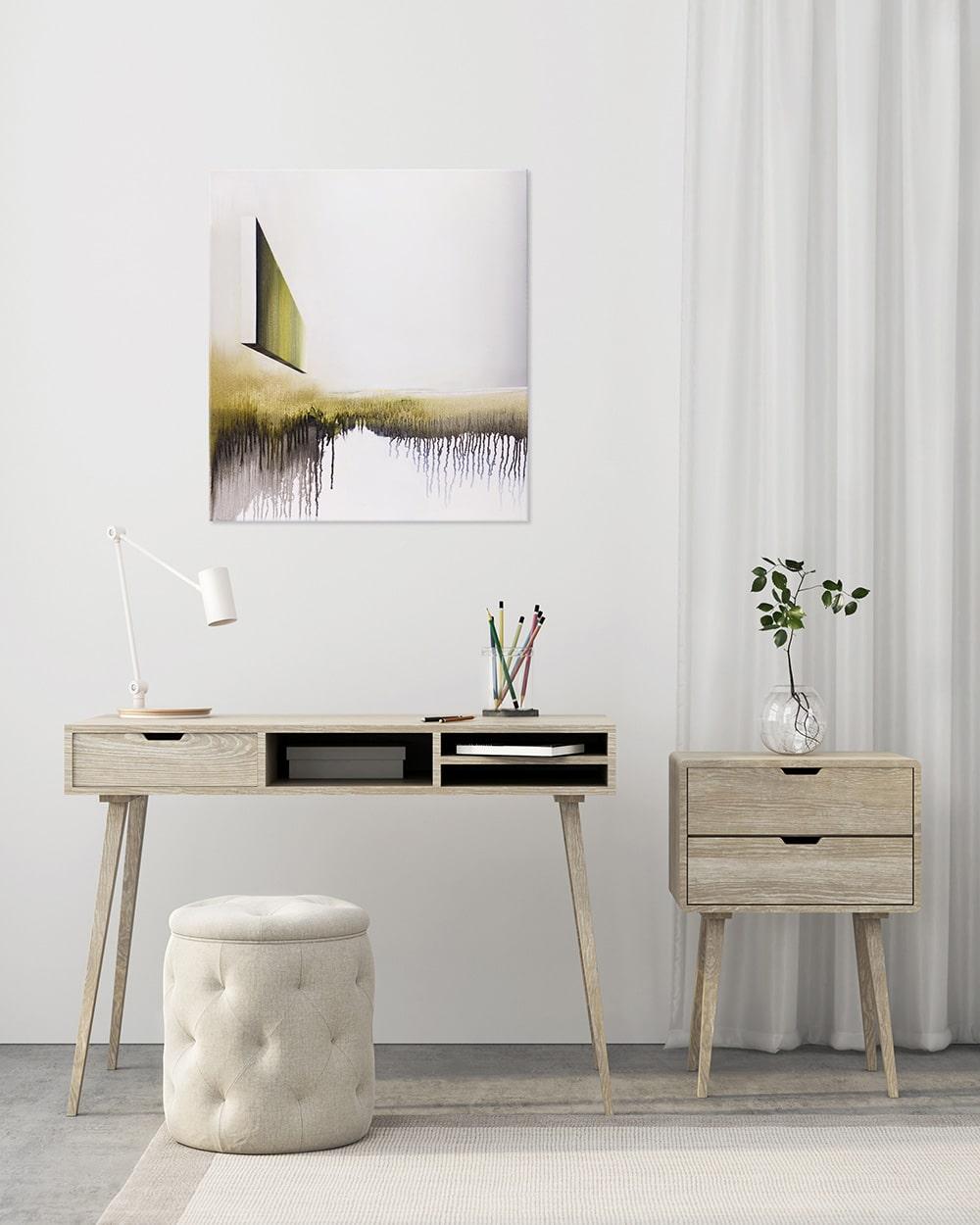 Die Wand by Emanuel Schulze - Semi-abstract oil painting, earth tones, yellow im Angebot 1