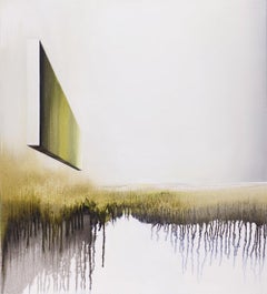 Die Wand by Emanuel Schulze - Semi-abstract oil painting, earth tones, yellow