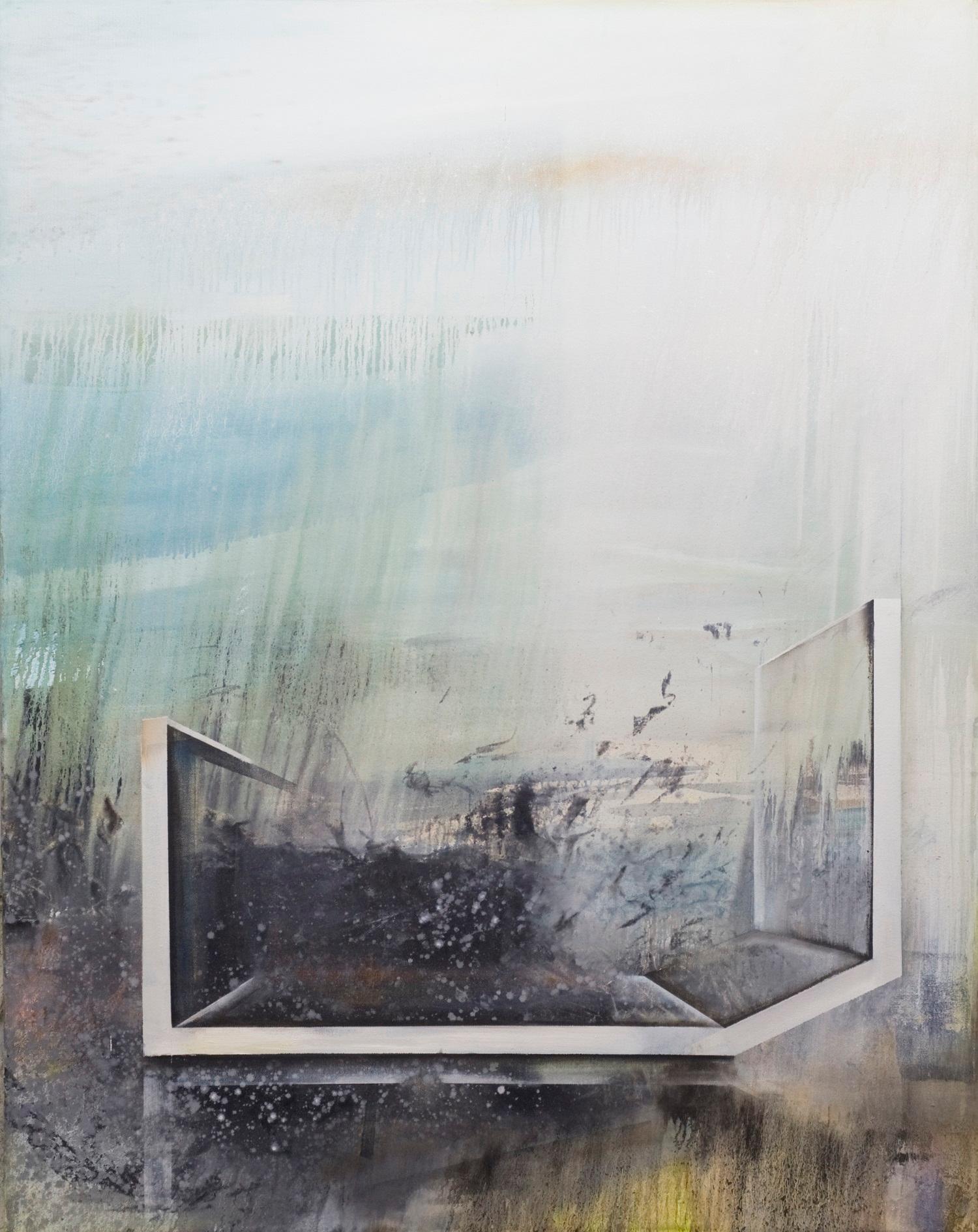 Exterre by Emanuel Schulze - Architecture and landscape painting, pastel green