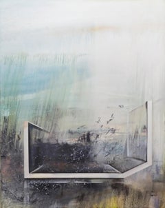 Exterre by Emanuel Schulze - Architecture and landscape painting, pastel green