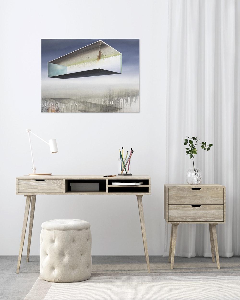 Gravit par Emanuel Schulze - Peinture à l'huile semi-abstraite, tons de terre, neutre en vente 1