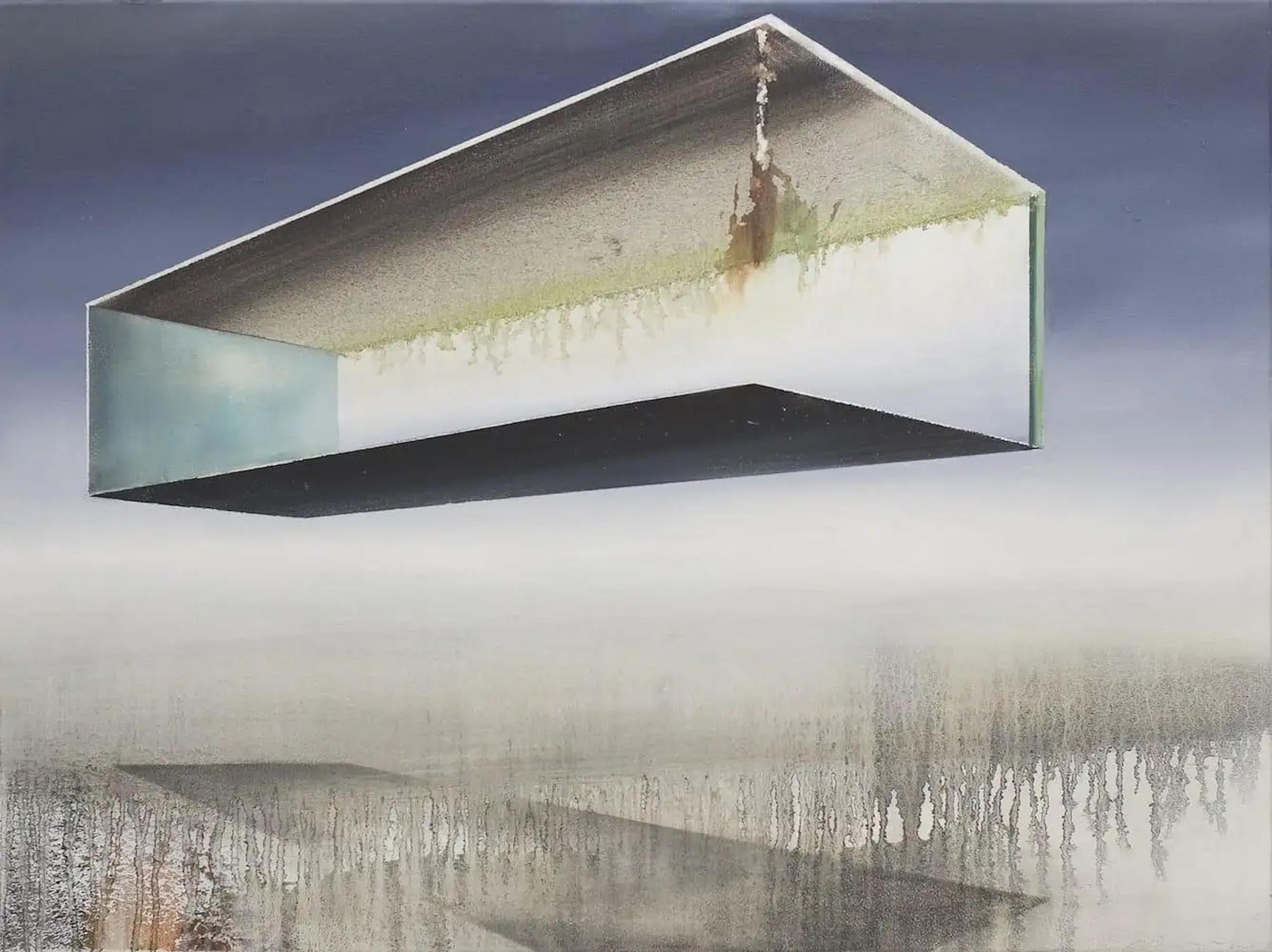 Gravit di Emanuel Schulze - Pittura ad olio semi-astratta, tonalità della terra, neutra