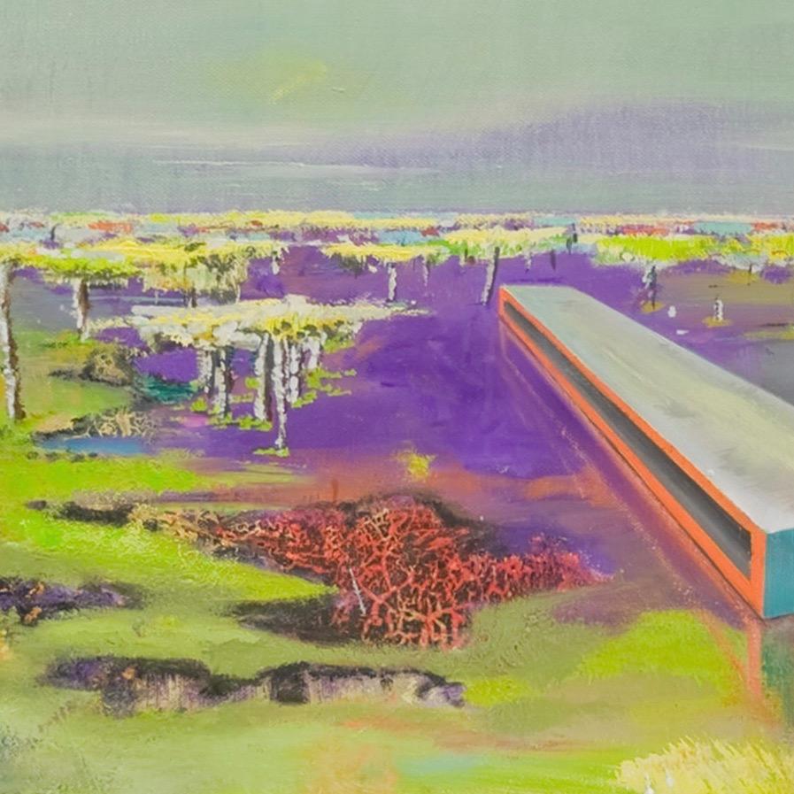 Grund by Emanuel Schulze - Architecture and landscape painting, vivid colours For Sale 4