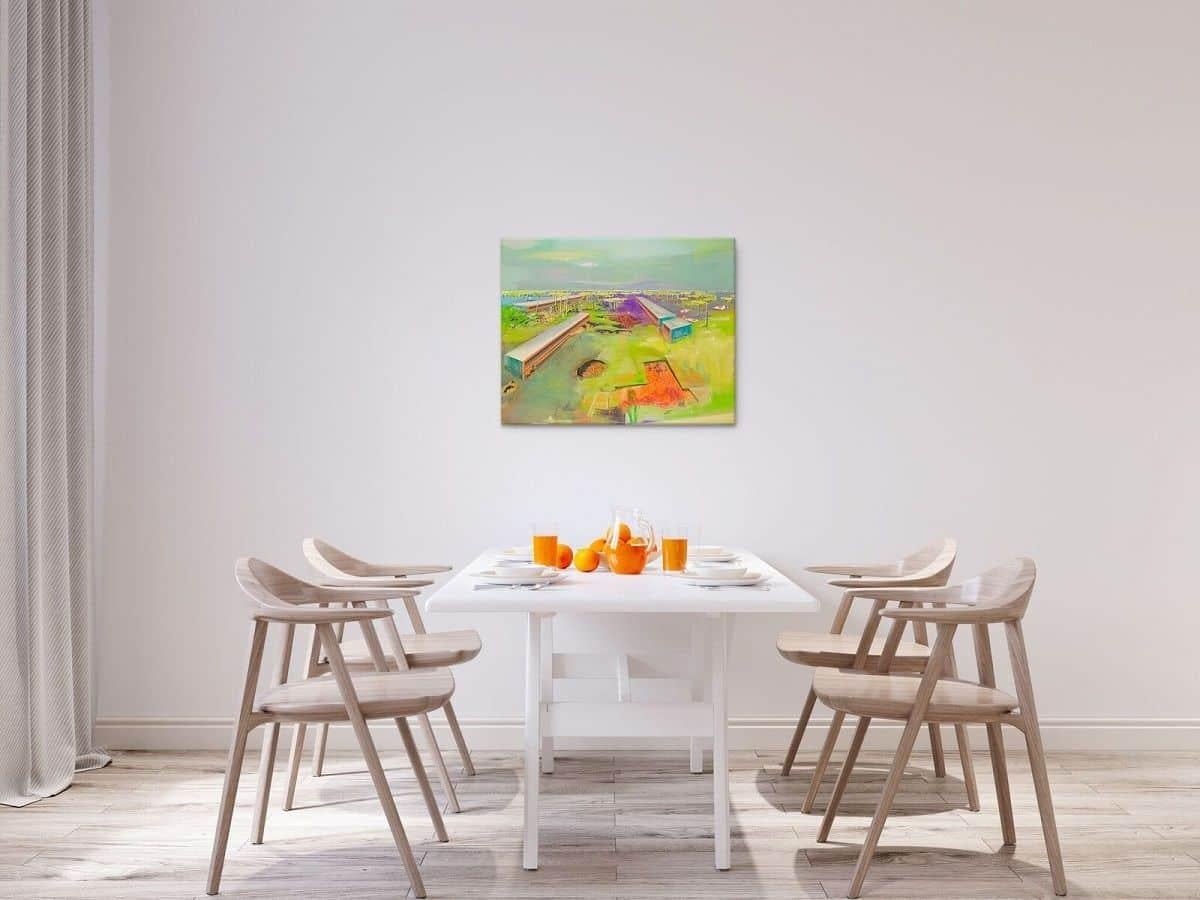 Grund by Emanuel Schulze - Architecture and landscape painting, vivid colours For Sale 5