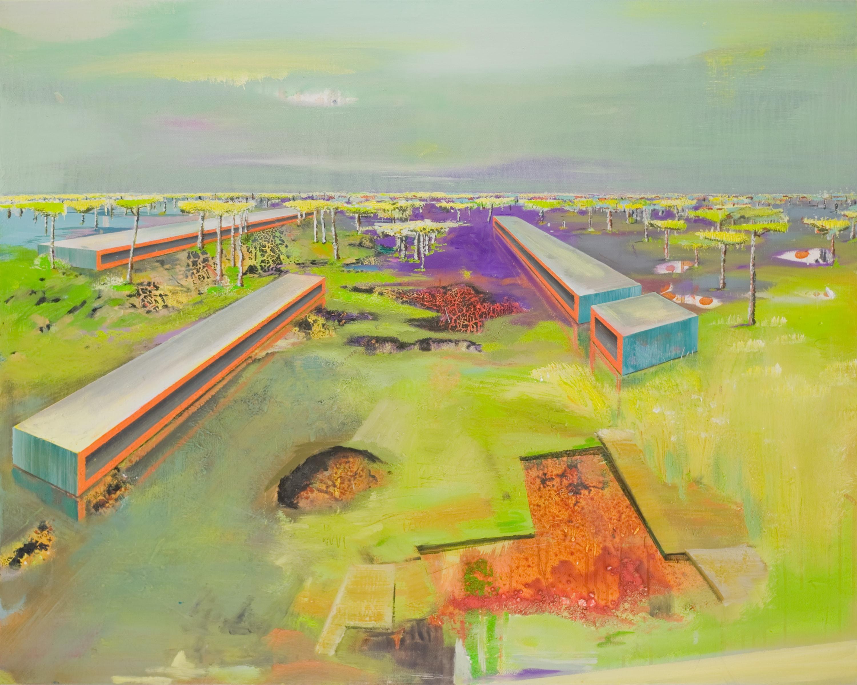 Grund by Emanuel Schulze - Architecture and landscape painting, vivid colours