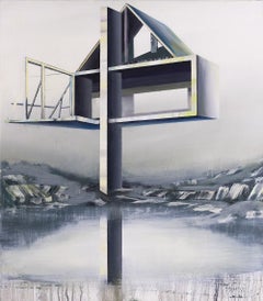 Holdandhope d'Emanuel Schulze, peinture à l'huile d'architecture et de paysages, gris