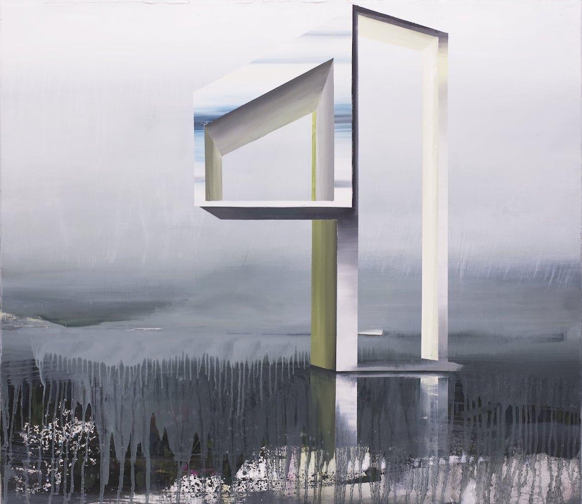 Parasit by Emanuel Schulze - abstract oil painting, architectural, neutral