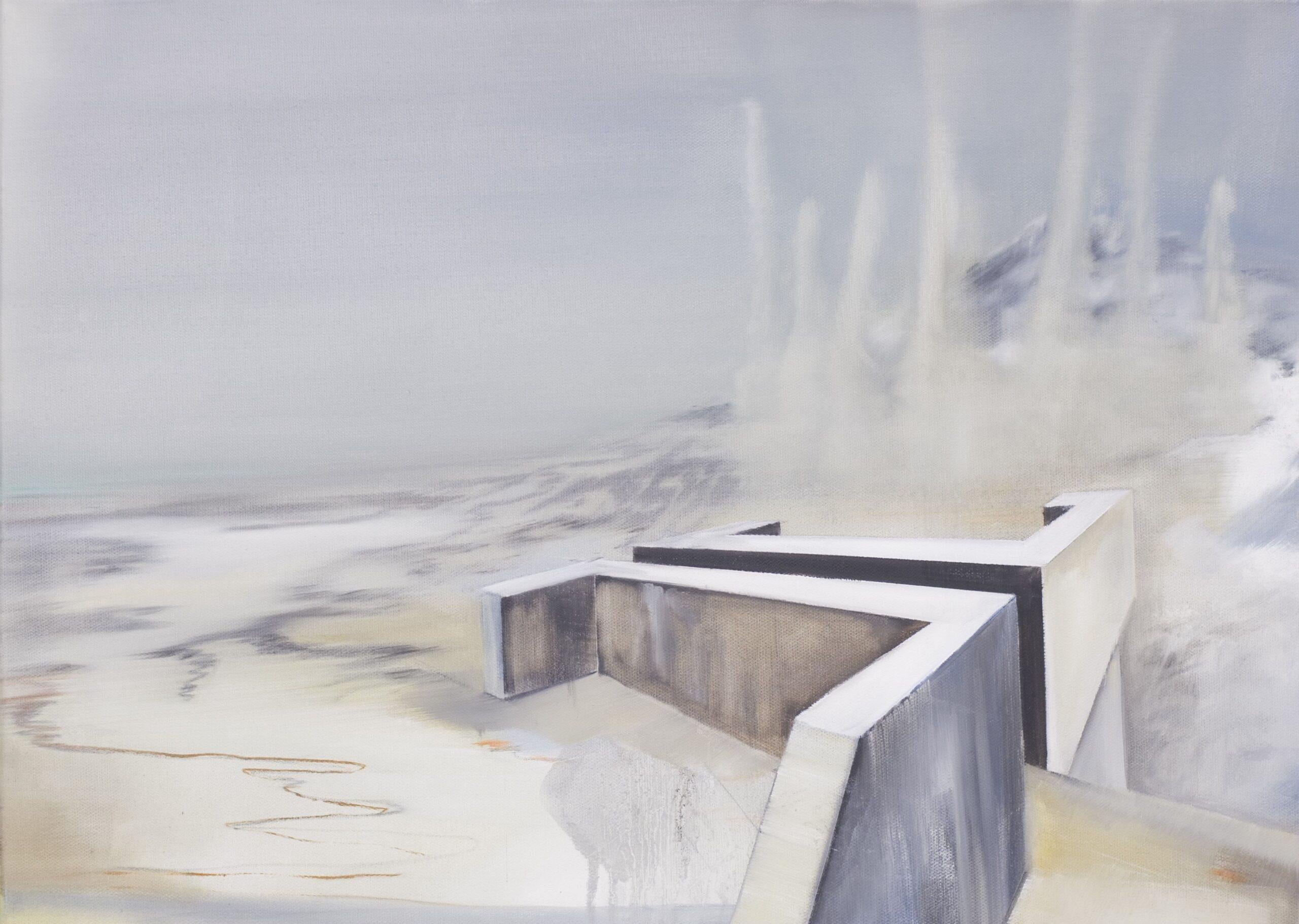 Sign by Emanuel Schulze - Semi-abstract oil painting, earth tones, yellow