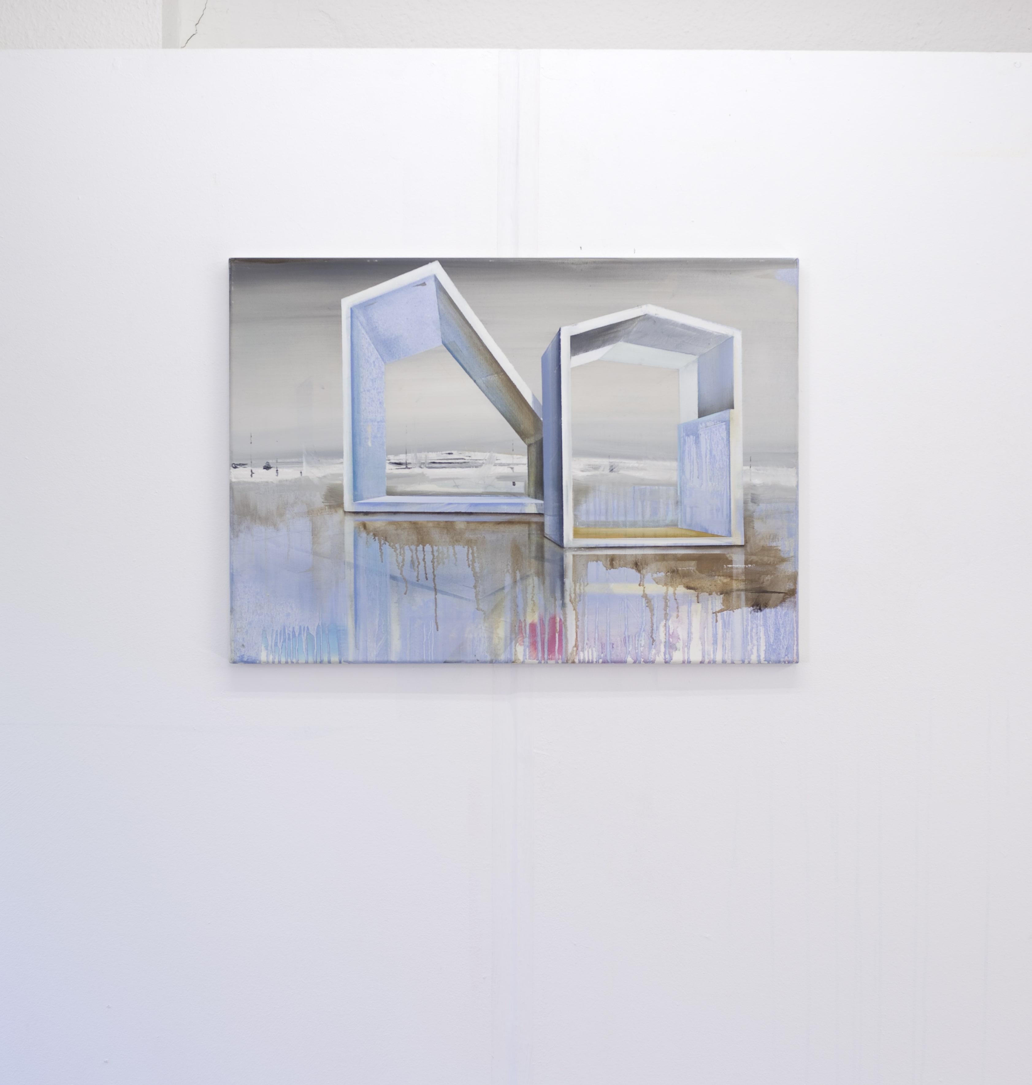 Two by Emanuel Schulze - Architecture and landscape painting, pastel colours For Sale 3