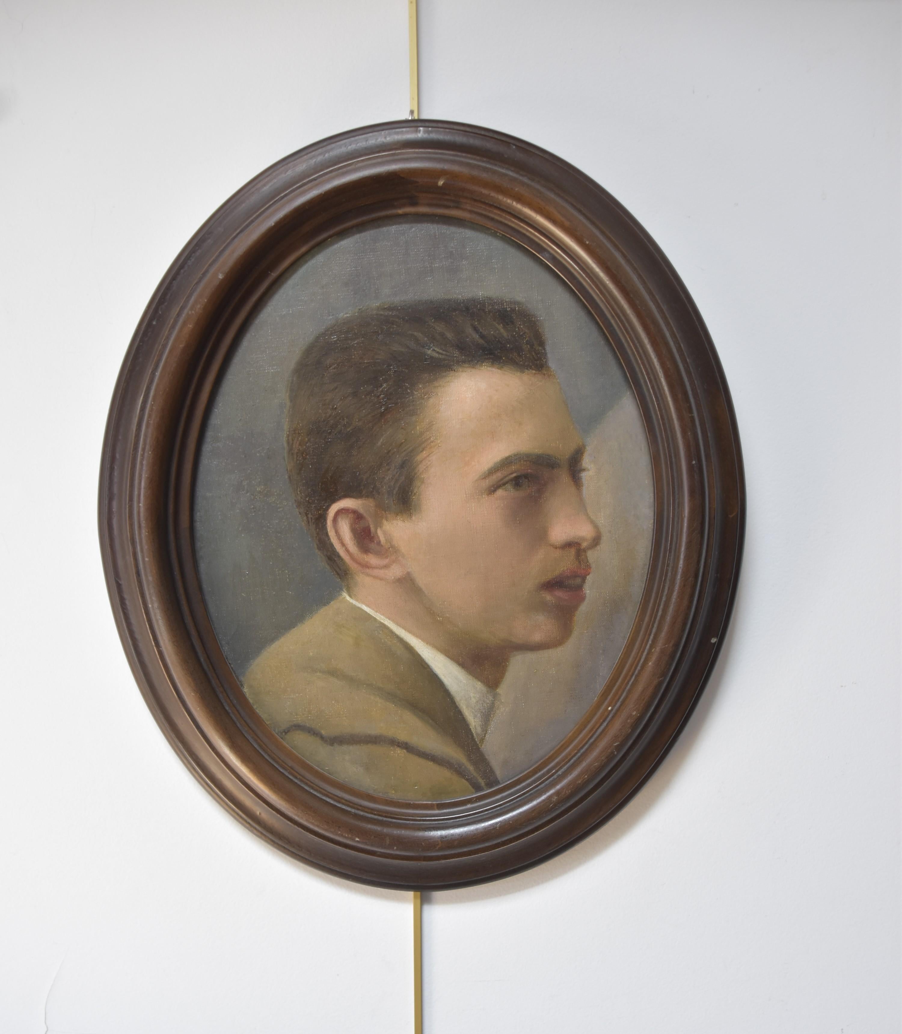 Emanuel Spitzer (1844-1919) Two Portraits of young men, oval paintings 14